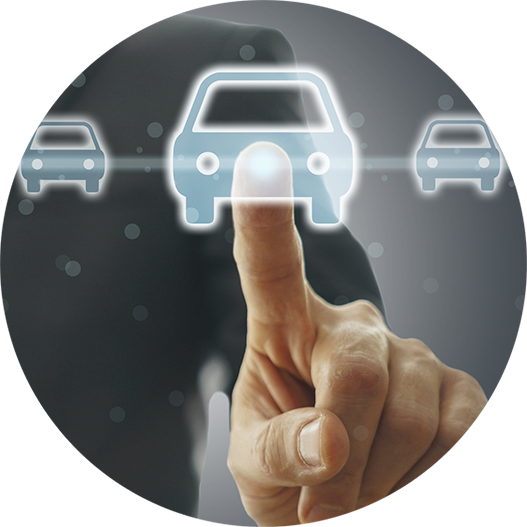 ad-tech-firms-improved-consumer-experience-circle Finger Touching Car Icons Circle