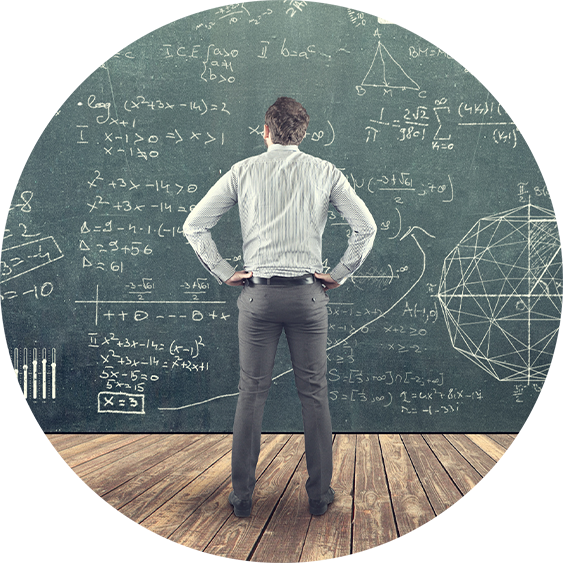 chalkboard-circle Man Looking at Chalkboard Circle