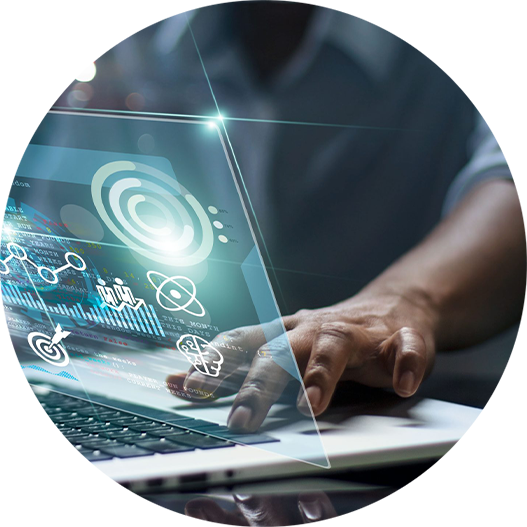 lenders-program-planning-circle Hand Using Transparent Monitor Circle